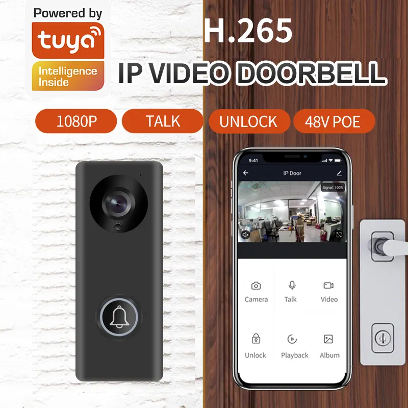 1080p POE wifi / wired network Tuya smart doorbell work on Amazon echo Google home cloud storage with unlock control 6 1080p POE wifi / wired network Tuya smart doorbell work on Amazon echo Google home cloud storage with unlock control - Image 6