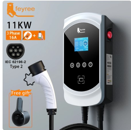 feyree EV Charger 32A 7.6KW Electric Vehicle Car Charger EVSE Wallbox 11KW 22KW 3Phase Type2 Cable IEC62196-2 Socket APP Control 2