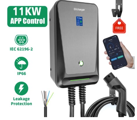 EV Charger Type 2 APP Wifi Control 16A 3 Phase Electric Car Charging Station EVSE Wallbox with 6.1M Cable 11KW 9 EV Charger Type 2 APP Wifi Control 16A 3 Phase Electric Car Charging Station EVSE Wallbox with 6.1M Cable 11KW - Image 9