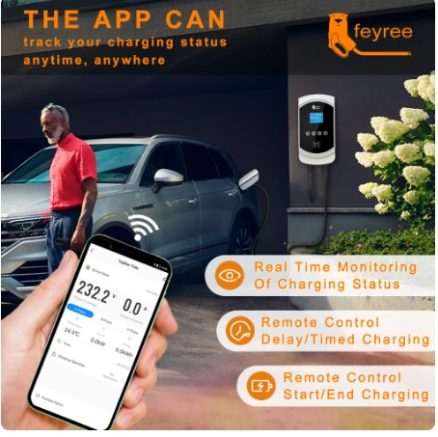 feyree EV Charger 32A 7.6KW Electric Vehicle Car Charger EVSE Wallbox 11KW 22KW 3Phase Type2 Cable IEC62196-2 Socket APP Control 3