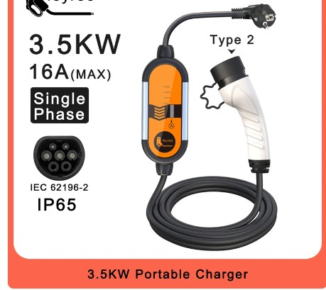 EV Portable Charger Type2 3.5KW Adjustable Current 8/10/13/16A Type1 j1772 Schuko Plug Wallbox for Electric Vehicle Car 2