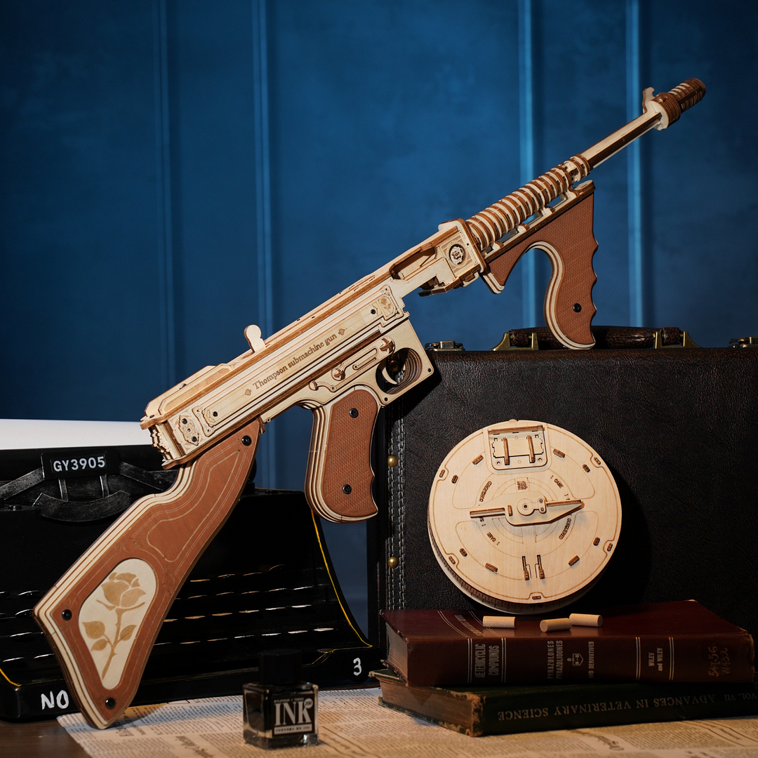 Thompson Submachine Gun Toy 3D ROKR Wooden Puzzle LQB01 5 Thompson Submachine Gun Toy 3D ROKR Wooden Puzzle LQB01 - Image 5