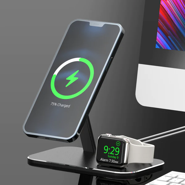 Magnetic Wireless Charger Mobile & Watch Charging Stand Charging Stand with QC3.0 Adapter for iPhone 12, Pro, Pro Max, Mini, Apple Watch2-6/SE and AirPods 8 Magnetic Wireless Charger Mobile & Watch Charging Stand Charging Stand with QC3.0 Adapter for iPhone 12, Pro, Pro Max, Mini, Apple Watch2-6/SE and AirPods - Image 8