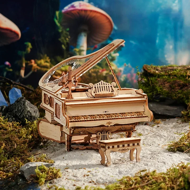 Wooden Magic Piano Mechanical Music Box 3D Wooden Puzzle AMK81 3 Wooden Magic Piano Mechanical Music Box 3D Wooden Puzzle AMK81 - Image 3