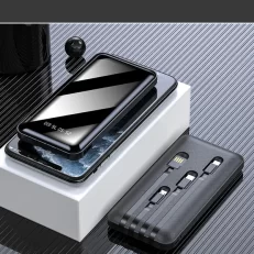 20000mAh Portable Charger With 3 Built-In Charging Cable USB Cable Lightning Cable Large Capacity Mobile Power