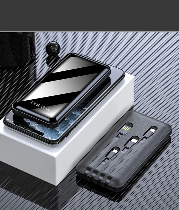 20000mAh Portable Charger With 3 Built-In Charging Cable USB Cable Lightning Cable Large Capacity Mobile Power 1 20000mAh Portable Charger With 3 Built-In Charging Cable USB Cable Lightning Cable Large Capacity Mobile Power