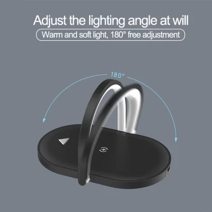 3 In 1 Foldable Wireless Charger with Night Light LED Lamp Bluetooth Speaker 15W High Power Fast Charging 2