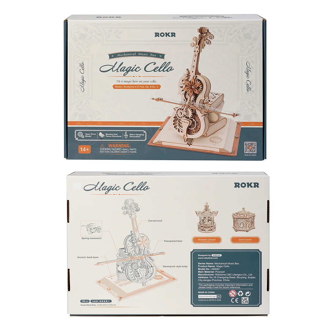 Wooden Puzzle AMK63 Magic Cello Mechanical Music Box 3D 2 Wooden Puzzle AMK63 Magic Cello Mechanical Music Box 3D - Image 2