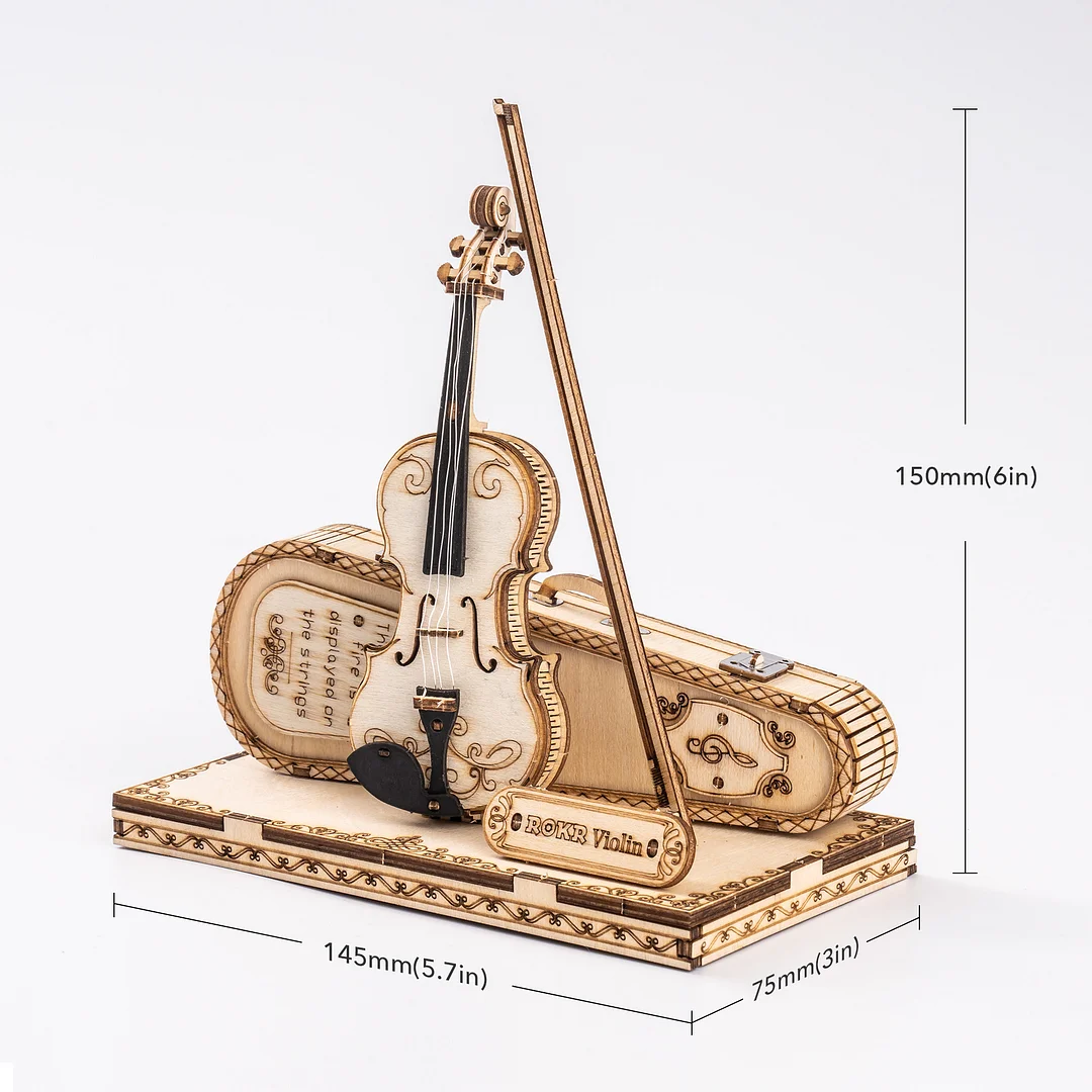 Wooden Violin Capriccio Model 3D Wooden Puzzle TG604K 4 Wooden Violin Capriccio Model 3D Wooden Puzzle TG604K - Image 4