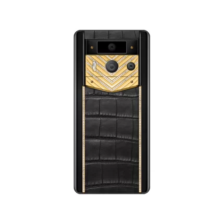 METAVERTU 2nd Generation Luxury Custom-Made Gold with Diamonds Black Alligator Web3 AI Phone 2