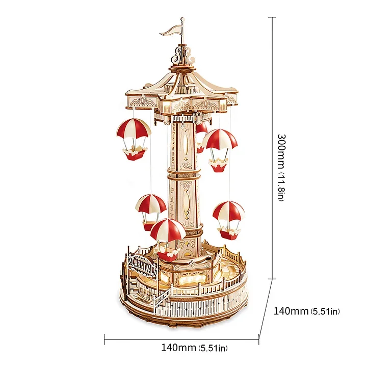 Wooden Parachute Tower DIY Music Box 3D Wooden Puzzle EA01 4 Wooden Parachute Tower DIY Music Box 3D Wooden Puzzle EA01 - Image 4