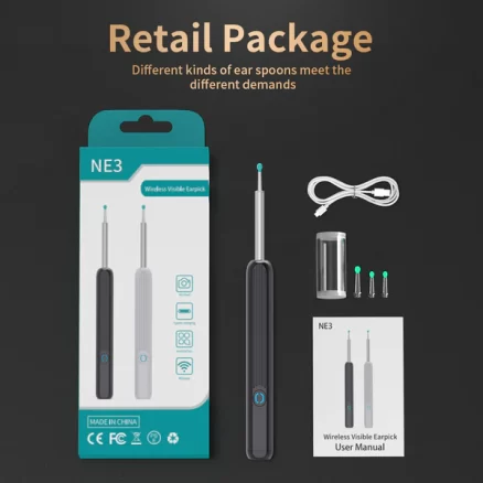 Ear Cleaner Otoscope WiFi Visible Wax Elimination Tool With Camera LED Light Wireless Ear Endoscope Ear Cleaning Kit For I-phone 5