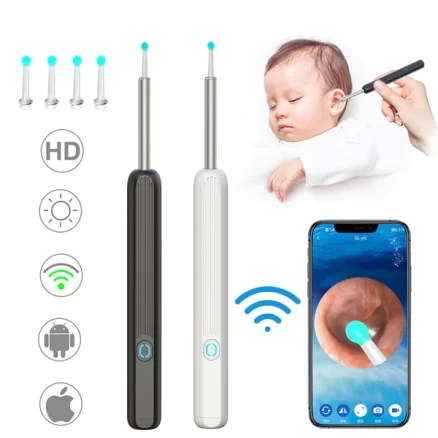 Ear Cleaner Otoscope WiFi Visible Wax Elimination Tool With Camera LED Light Wireless Ear Endoscope Ear Cleaning Kit For I-phone 9