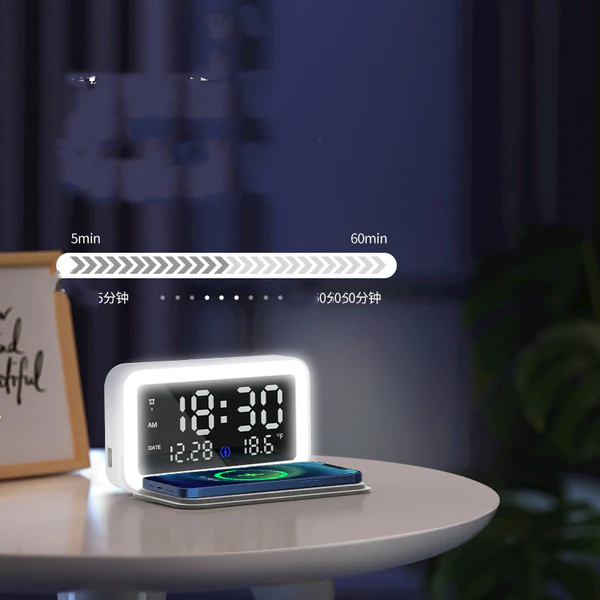 Multifunctional Fast Wireless Charging Bedside Digital Alarm Clock 4 Multifunctional Fast Wireless Charging Bedside Digital Alarm Clock - Image 4