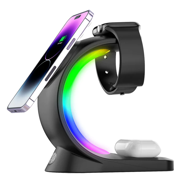 4 In 1 Magnetic Wireless Charger Fast Charging For Smart Phone Atmosphere Light For Airpods Pro I-phone Watch 5 4 In 1 Magnetic Wireless Charger Fast Charging For Smart Phone Atmosphere Light For Airpods Pro I-phone Watch - Image 5