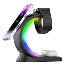 4 In 1 Magnetic Wireless Charger Fast Charging For Smart Phone Atmosphere Light For Airpods Pro I-phone Watch