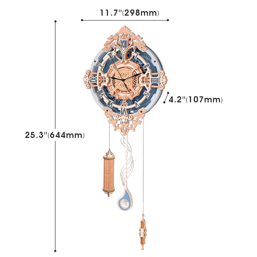 Wooden Romantic Note Wall Clock Mechanical Gear 3D LC701 5 Wooden Romantic Note Wall Clock Mechanical Gear 3D LC701 - Image 5