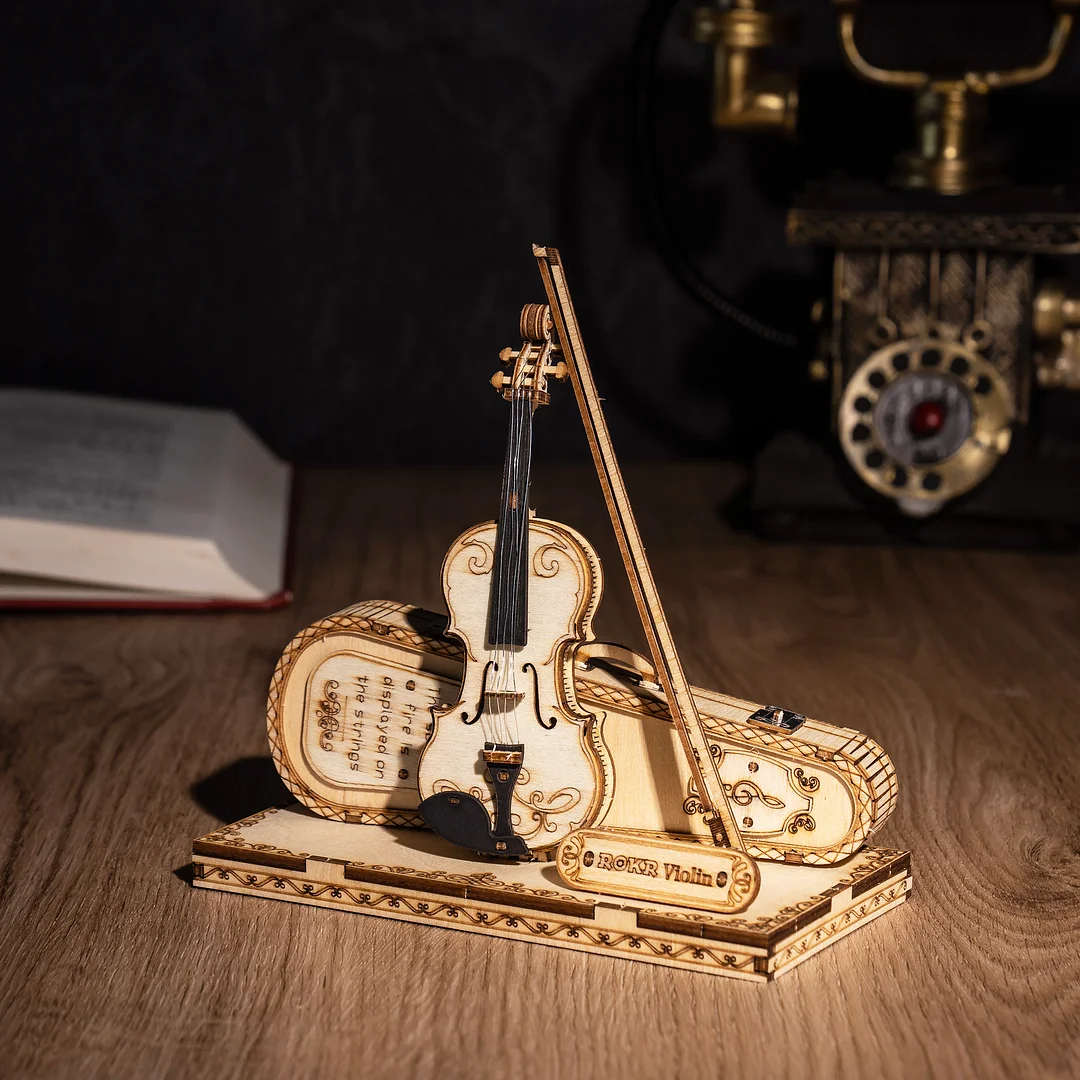 Wooden Violin Capriccio Model 3D Wooden Puzzle TG604K 1 Wooden Violin Capriccio Model 3D Wooden Puzzle TG604K