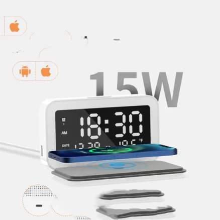 Multifunctional Fast Wireless Charging Bedside Digital Alarm Clock 6