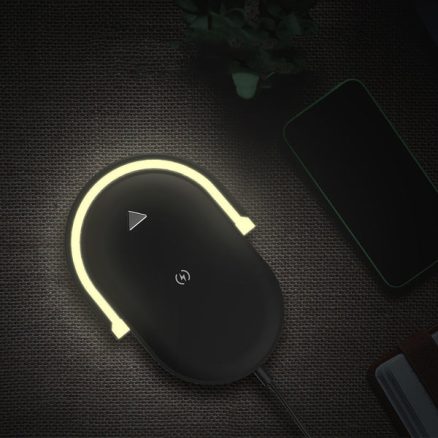 3 In 1 Foldable Wireless Charger with Night Light LED Lamp Bluetooth Speaker 15W High Power Fast Charging 9