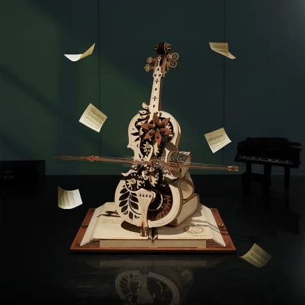 Wooden Puzzle AMK63 Magic Cello Mechanical Music Box 3D 4