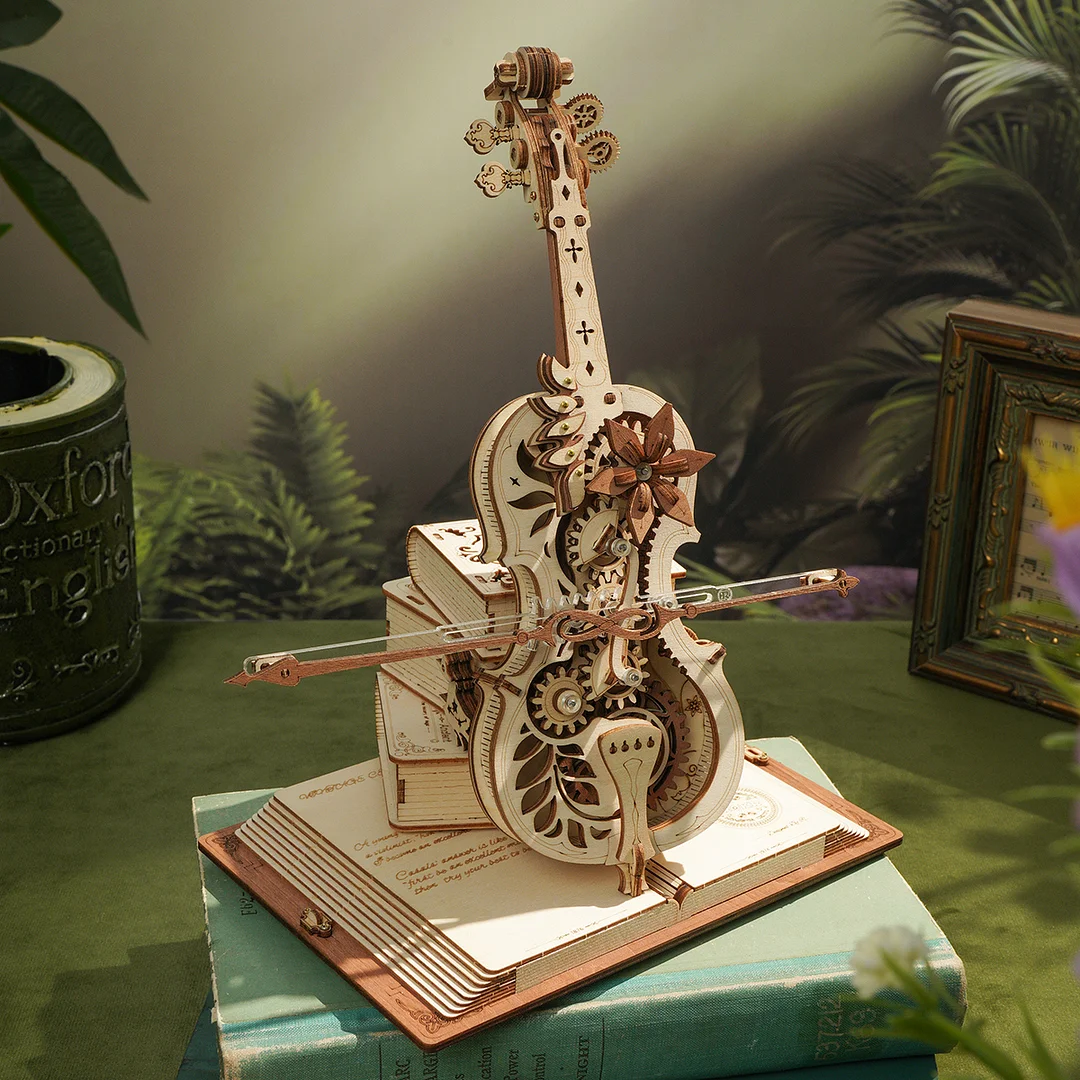 Wooden Puzzle AMK63 Magic Cello Mechanical Music Box 3D 1