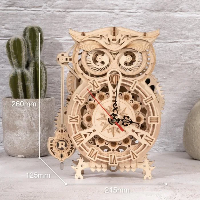 Wooden Owl Clock LK503 Wooden Mechanical Timer 1