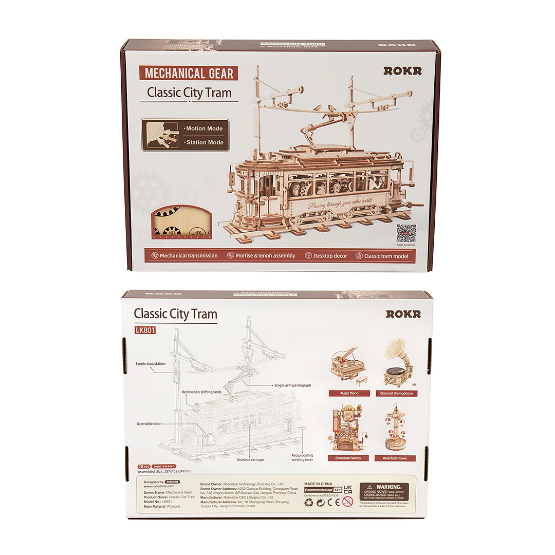 Classic City Tram 3D Wooden Puzzle LK801 10 Classic City Tram 3D Wooden Puzzle LK801 - Image 10