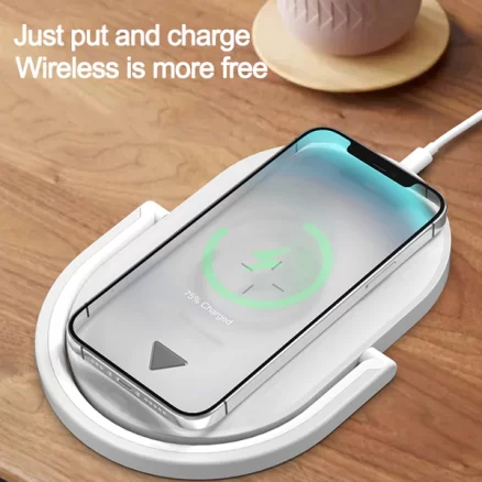 3 In 1 Foldable Wireless Charger with Night Light LED Lamp Bluetooth Speaker 15W High Power Fast Charging 12