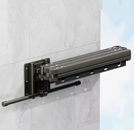 Folding Clothesline Aluminum Wall Retractable Clothes Horse Perforated Installation Balcony Laundry Dryer With Hanging Pole 8 Folding Clothesline Aluminum Wall Retractable Clothes Horse Perforated Installation Balcony Laundry Dryer With Hanging Pole - Image 8