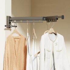 Folding Clothesline Aluminum Wall Retractable Clothes Horse Perforated Installation Balcony Laundry Dryer With Hanging Pole