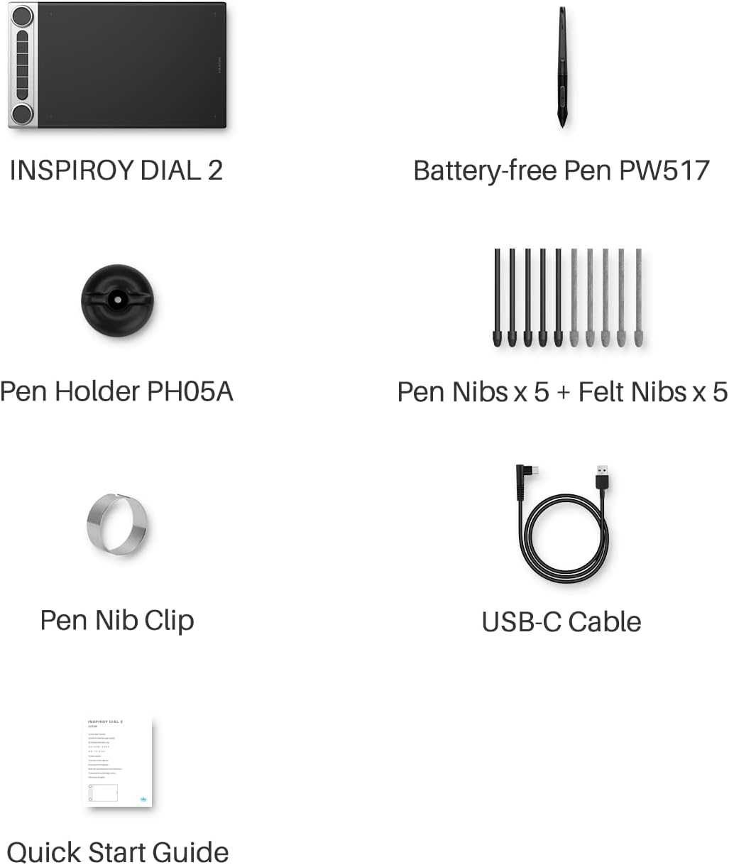 HUION Inspiroy Dial 2 Bluetooth Wireless Graphics Drawing Tablet with Dual Dials Battery-Free Stylus PW517 for Digital Art and Graphics Design, Compatible with Mac, Windows, Linux, Android 9 HUION Inspiroy Dial 2 Bluetooth Wireless Graphics Drawing Tablet with Dual Dials Battery-Free Stylus PW517 for Digital Art and Graphics Design, Compatible with Mac, Windows, Linux, Android - Image 9