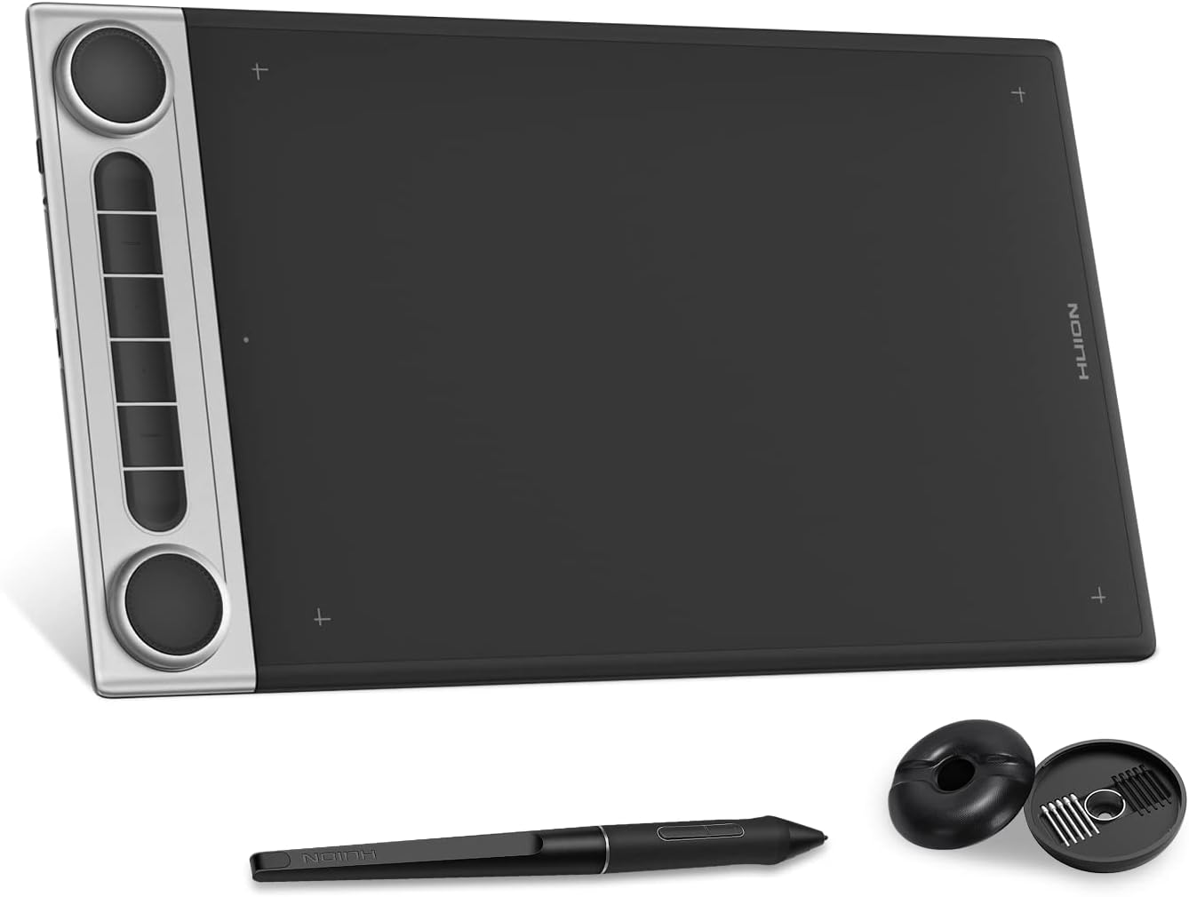 HUION Inspiroy Dial 2 Bluetooth Wireless Graphics Drawing Tablet with Dual Dials Battery-Free Stylus PW517 for Digital Art and Graphics Design, Compatible with Mac, Windows, Linux, Android 1