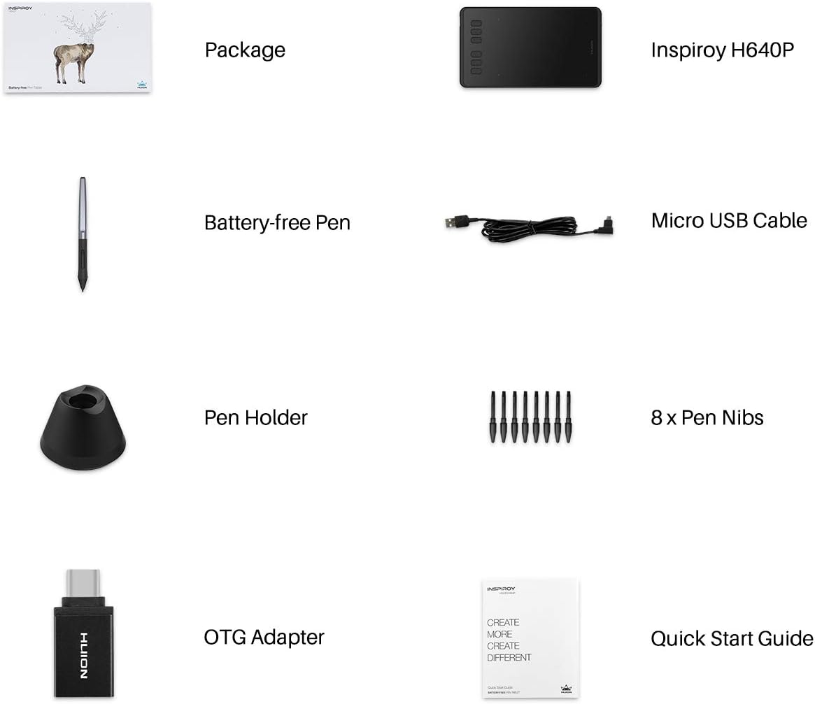 HUION Inspiroy H640P Drawing Tablet, 6x4 inch Art Tablet with Battery-Free Stylus, 8192 Pen Pressure, 6 Hot Keys, Graphics Tablet for Drawing, Writing, Design, Teaching, Work with Mac, PC & Mobile 2 HUION Inspiroy H640P Drawing Tablet, 6x4 inch Art Tablet with Battery-Free Stylus, 8192 Pen Pressure, 6 Hot Keys, Graphics Tablet for Drawing, Writing, Design, Teaching, Work with Mac, PC & Mobile - Image 2