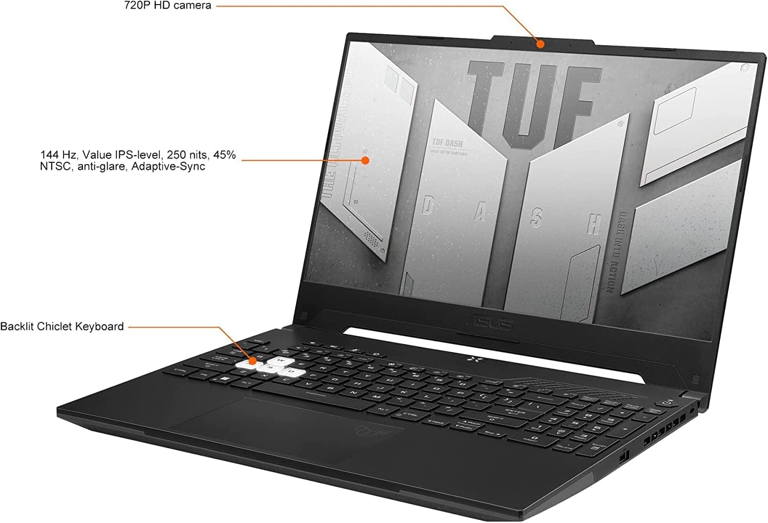 ASUS TUF Dash F15 Gaming Laptop (15.6 inches 144Hz, Intel 12th Gen i7-12650H, 16GB DDR5 RAM, 512GB PCle SSD, Geforce RTX 3070 8GB), Thunderbolt 4, Backlit KB, WiFi 6, IST Cable, Win 11 Home - Black 6 ASUS TUF Dash F15 Gaming Laptop (15.6 inches 144Hz, Intel 12th Gen i7-12650H, 16GB DDR5 RAM, 512GB PCle SSD, Geforce RTX 3070 8GB), Thunderbolt 4, Backlit KB, WiFi 6, IST Cable, Win 11 Home - Black - Image 6