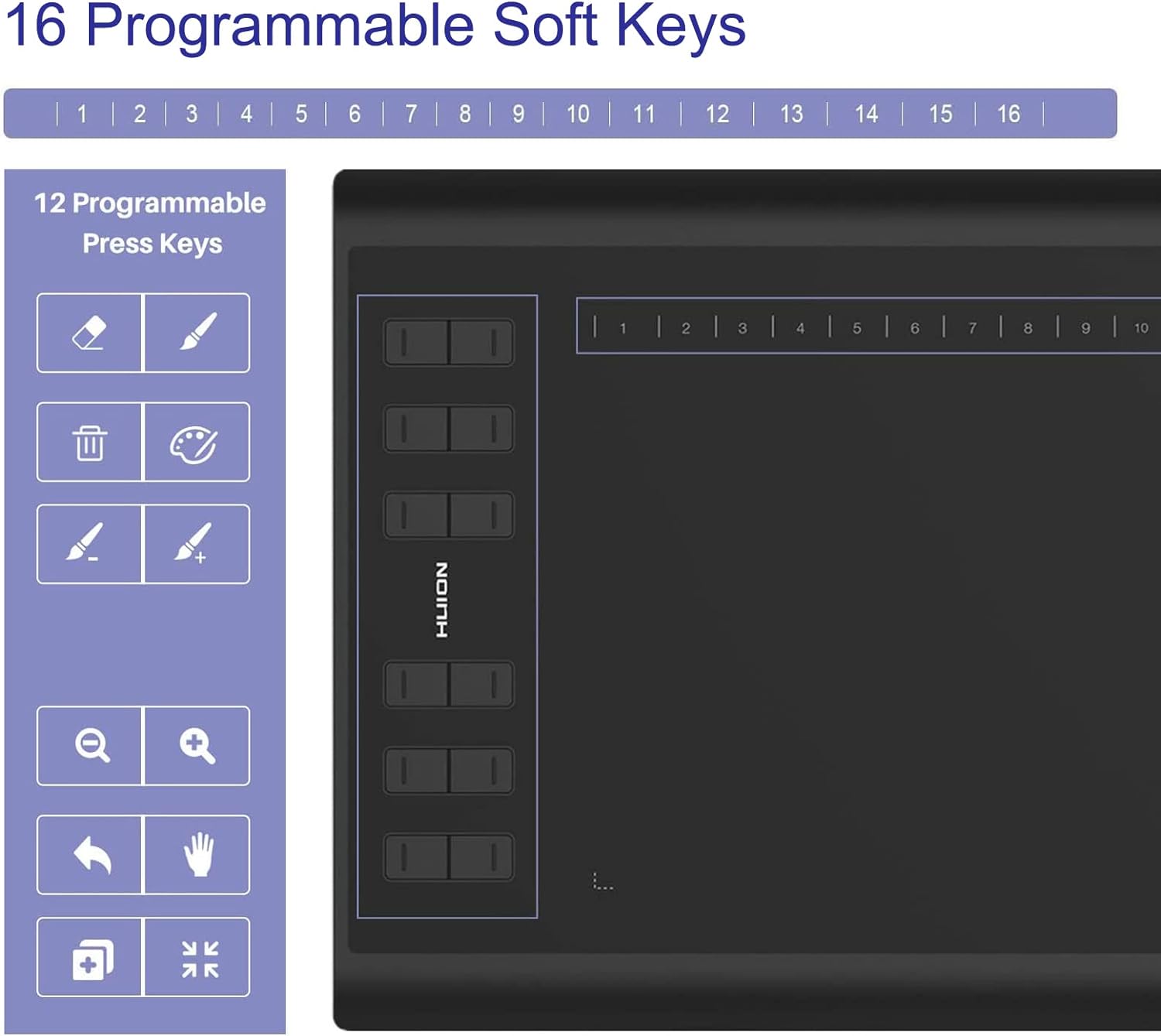 HUION Inspiroy H1060P Graphics Drawing Tablet with 8192 Pressure Sensitivity Battery-Free Stylus and 12 Customized Hot Keys, 10 x 6.25 inches Digital Art Tablet for Mac, Windows PC and Android 5 HUION Inspiroy H1060P Graphics Drawing Tablet with 8192 Pressure Sensitivity Battery-Free Stylus and 12 Customized Hot Keys, 10 x 6.25 inches Digital Art Tablet for Mac, Windows PC and Android - Image 5