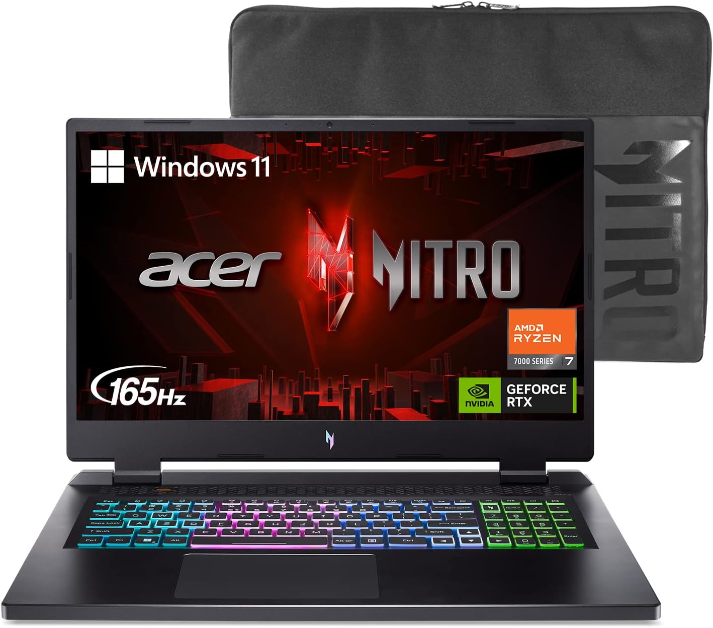 Acer Nitro 17 Gaming Laptop AMD Ryzen 7 7840HS Octa-Core CPU 17.3" FHD 165Hz IPS Display NVIDIA GeForce RTX 4050 16GB DDR5 1TB SSD Wi-Fi 6E RGB Backlit KB AN17-41-R6L9 1