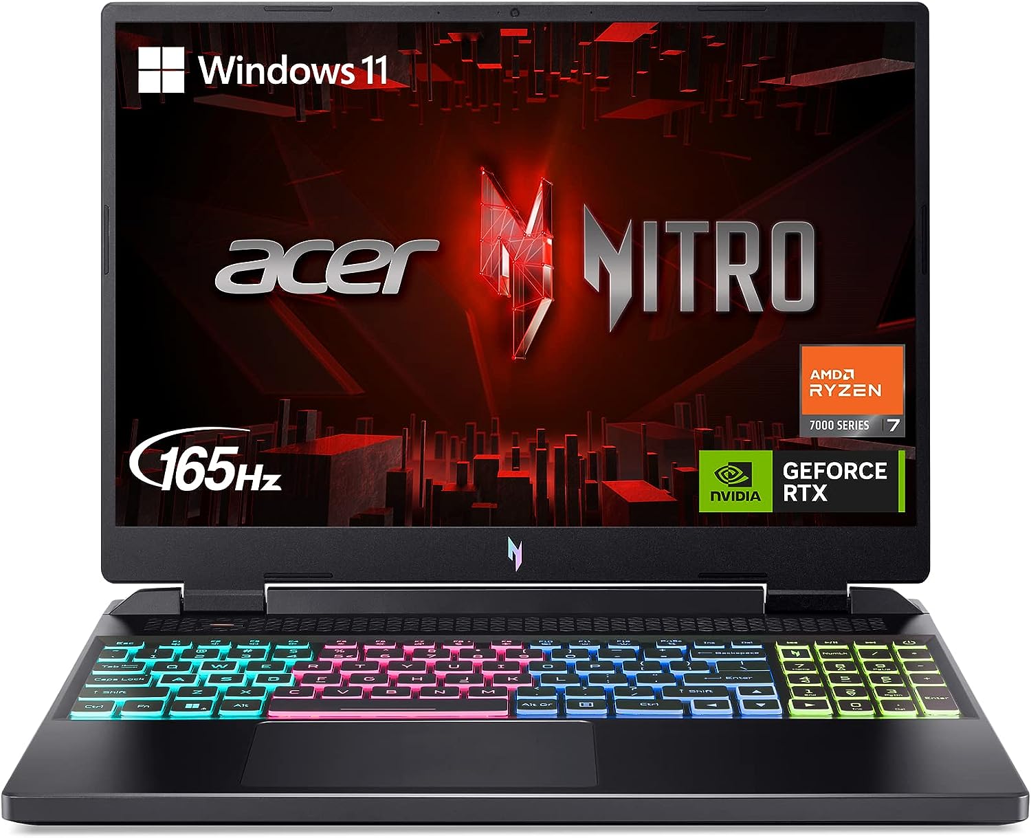 Acer Nitro 16 Gaming Laptop | AMD Ryzen 7 7840HS OctaCore CPU | NVIDIA GeForce RTX 4060 Laptop GPU | 16" WUXGA 165Hz IPS Display | 16GB DDR5 | 1TB Gen 4 SSD | WiFi 6E | RGB Backlit KB | AN16-41-R4CY 1