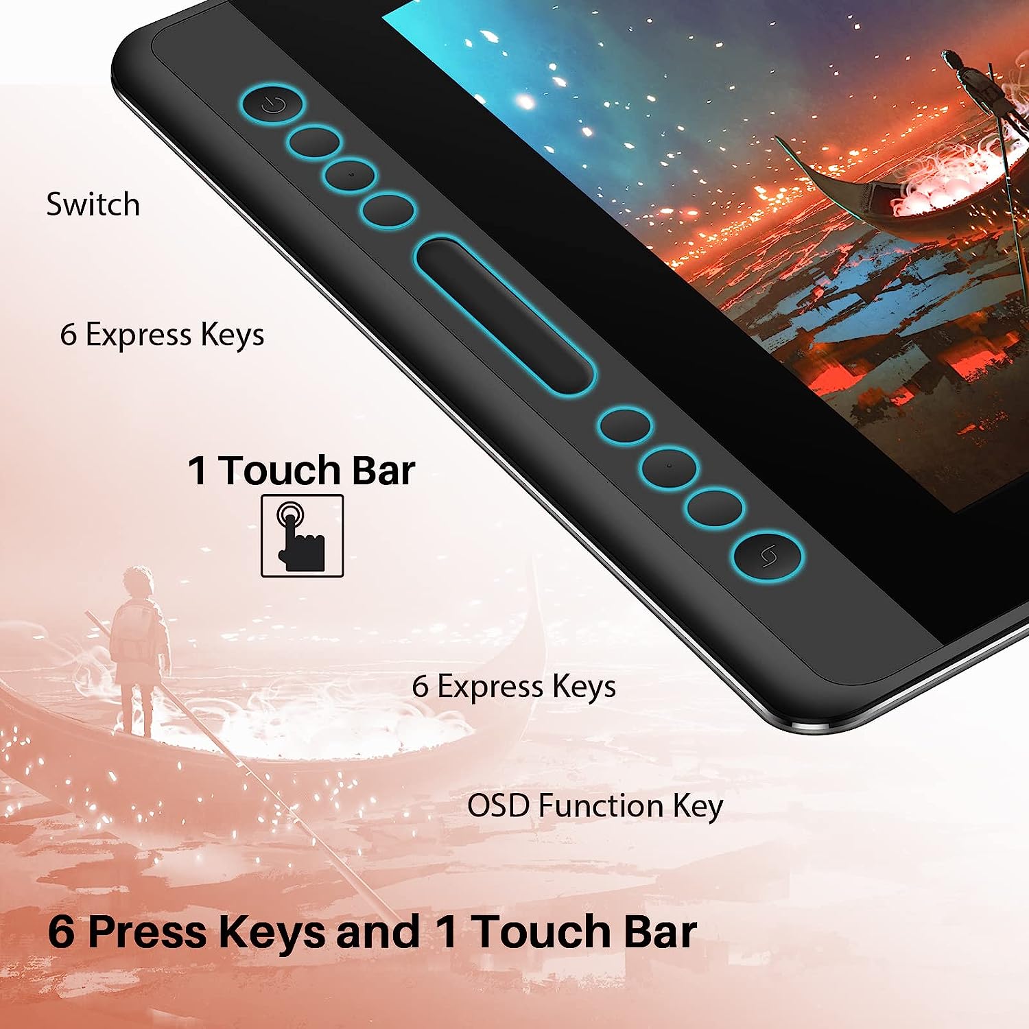 HUION KAMVAS Pro 16 Drawing Tablet with Screen, 15.6 inch Pen Display Anti-Glare Glass 6 Shortcut Keys Adjustable Stand, Graphics Tablet for Drawing, Writing, Design, Work with Windows, Mac and Linux 5 HUION KAMVAS Pro 16 Drawing Tablet with Screen, 15.6 inch Pen Display Anti-Glare Glass 6 Shortcut Keys Adjustable Stand, Graphics Tablet for Drawing, Writing, Design, Work with Windows, Mac and Linux - Image 5