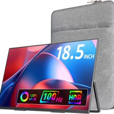 VisionOwl Large Portable Monitor-18.5 Inch Computer Gaming Display 100Hz 120% sRGB FHD 1080P USB-C HDMI IPS Screen for Laptop MacBook Surface PC PS4/PS5 Xbox with Kickstand VESA Mountable Speakers