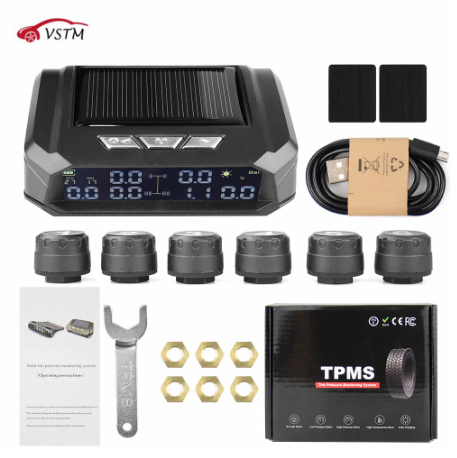 Truck Car TPMS Tire Pressure Monitoring System Auto Display Alarm Monitoring USB Charging Temperature Alert With 6 Sensors 1
