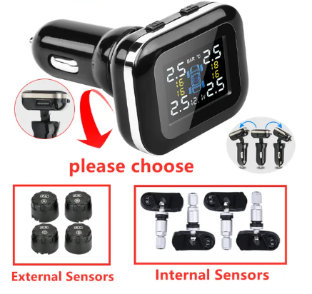 Car TPMS Cigarette Lighter Wireless Universal TPMS USB Digital tpms Tire Pressure Alarm System 4 External Internal Sensor 2 Car TPMS Cigarette Lighter Wireless Universal TPMS USB Digital tpms Tire Pressure Alarm System 4 External Internal Sensor - Image 2
