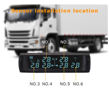 Solar Truck TPMS Tire Pressure Monitor 6 External Sensor LCD Display Car Tire Pressure Monitoring Tyre Temperature Alarm System 1