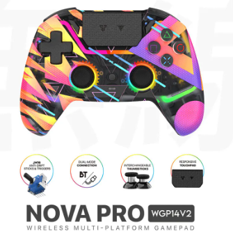 FANTECH NOVA PRO WGP14V2 Gaming Controller Anti-Drift Hall Effect Sticks and Force-switchable Tirgger Wireless Gamepad for PS4 2