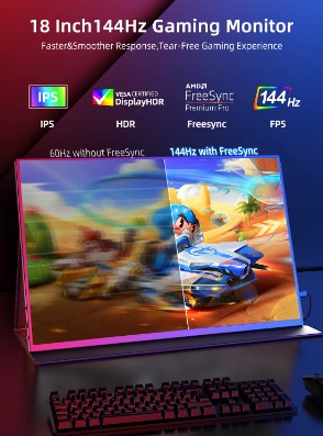 UPERFECT UGame B118 2K 144Hz Portable Gaming Monitor 100% DCI-P3 FreeSync HDR Computer Display HDMI USB C IPS Screen for Laptop 3 UPERFECT UGame B118 2K 144Hz Portable Gaming Monitor 100% DCI-P3 FreeSync HDR Computer Display HDMI USB C IPS Screen for Laptop - Image 3