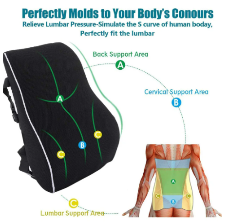Lumbar Support Pillow Memory Foam Relieve Back Pain Car Seat Waist Cushion Soft Comfortable For Office Home Car Color Black 3 Lumbar Support Pillow Memory Foam Relieve Back Pain Car Seat Waist Cushion Soft Comfortable For Office Home Car Color Black - Image 3