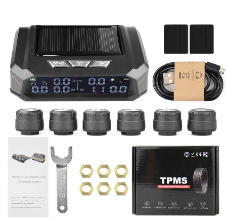Truck Car TPMS Tire Pressure Monitoring System Auto Display Alarm Monitoring USB Charging Temperature Alert With 6 Sensors 3 Truck Car TPMS Tire Pressure Monitoring System Auto Display Alarm Monitoring USB Charging Temperature Alert With 6 Sensors - Image 3