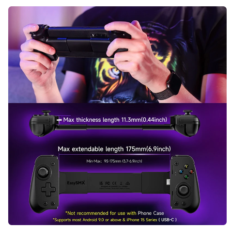 EasySMX M10 Type C Mobile Gamepad Controller for iPhone 15 Android Phone Xbox Game Pass Stem with Hall Effect Trigger Joystick 4 EasySMX M10 Type C Mobile Gamepad Controller for iPhone 15 Android Phone Xbox Game Pass Stem with Hall Effect Trigger Joystick - Image 4