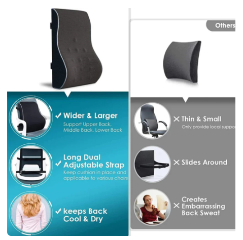 Lumbar Support Pillow Memory Foam Relieve Back Pain Car Seat Waist Cushion Soft Comfortable For Office Home Car Color Black 4 Lumbar Support Pillow Memory Foam Relieve Back Pain Car Seat Waist Cushion Soft Comfortable For Office Home Car Color Black - Image 4