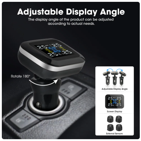 Car TPMS Cigarette Lighter Wireless Universal TPMS USB Digital tpms Tire Pressure Alarm System 4 External Internal Sensor 6 Car TPMS Cigarette Lighter Wireless Universal TPMS USB Digital tpms Tire Pressure Alarm System 4 External Internal Sensor - Image 6